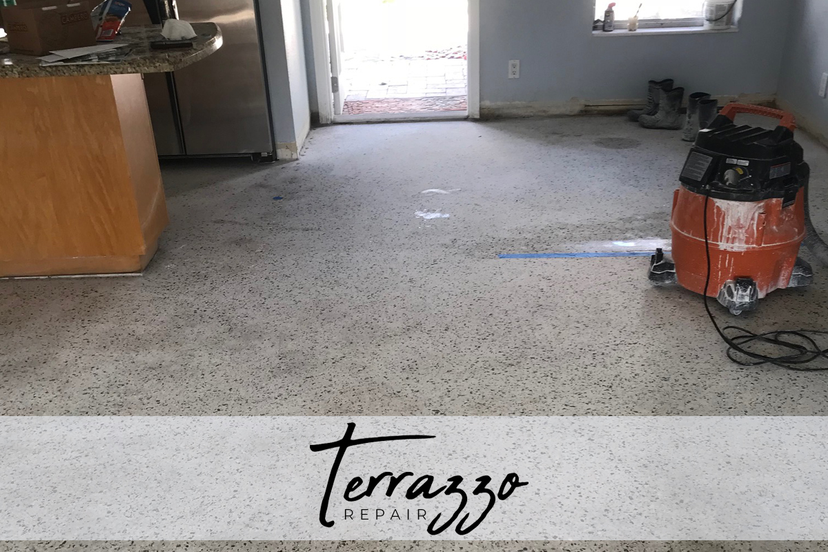 Damage Terrazzo Floor Restore Service Palm Beach